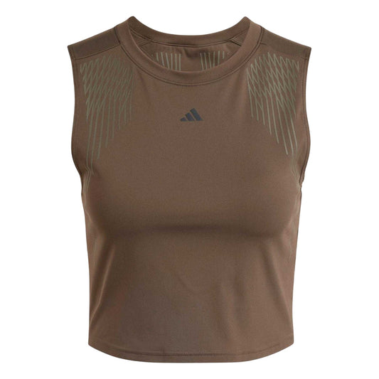 Shadow - Front - Adidas Womens-Ladies Pro Striped Cropped Tank Top