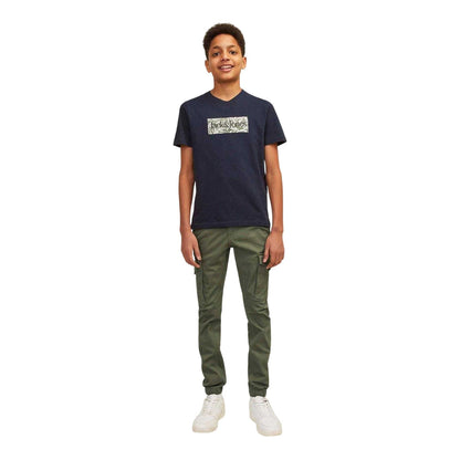 Olive Night - Pack Shot - Jack And Jones Boys Paul Flake Cargo Trousers