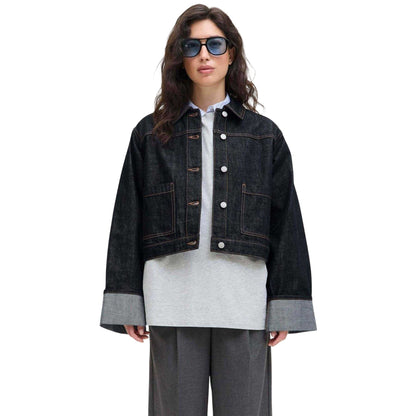 Dark Blue - Lifestyle - JJXX Womens-Ladies Fold Up Denim Jacket