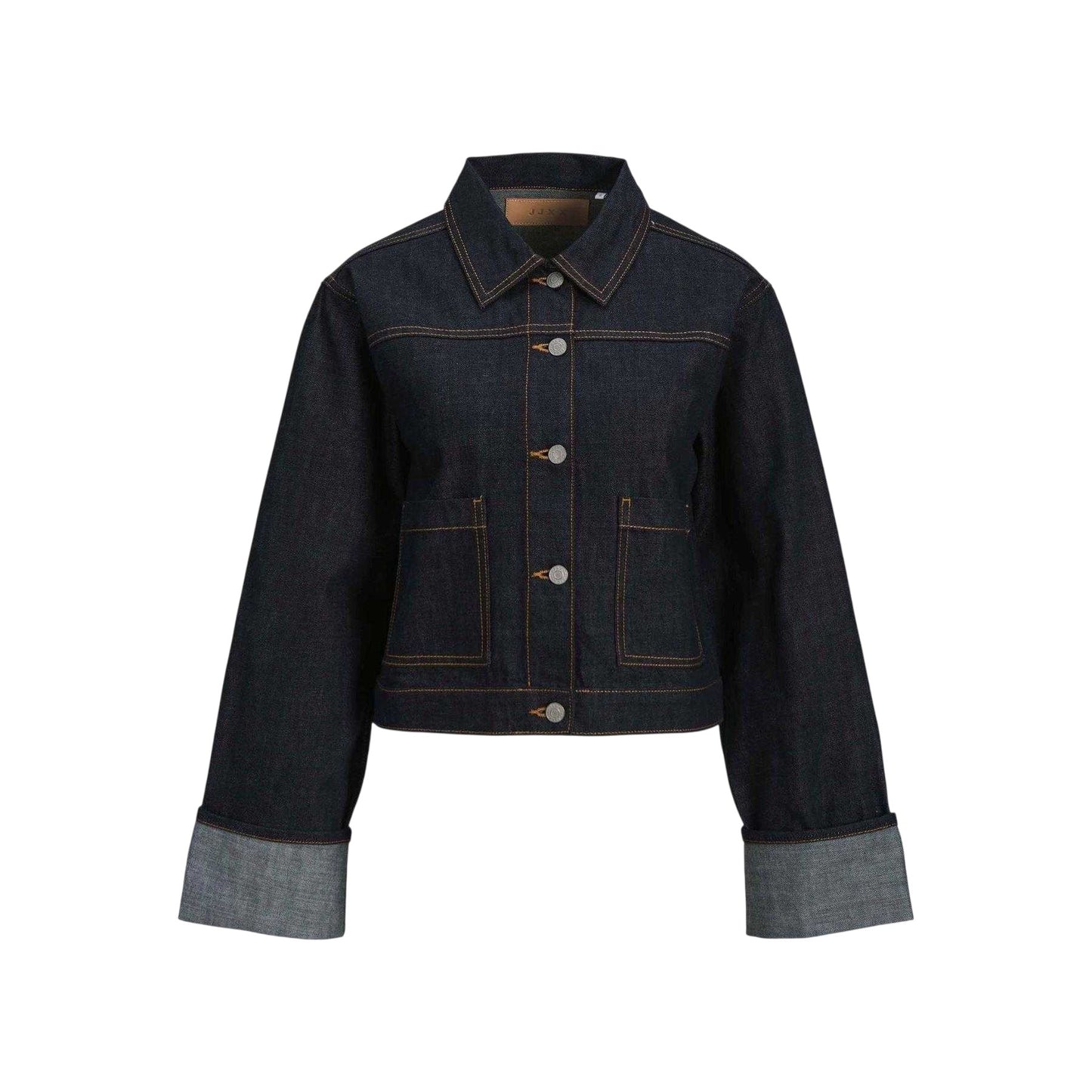 Dark Blue - Front - JJXX Womens-Ladies Fold Up Denim Jacket
