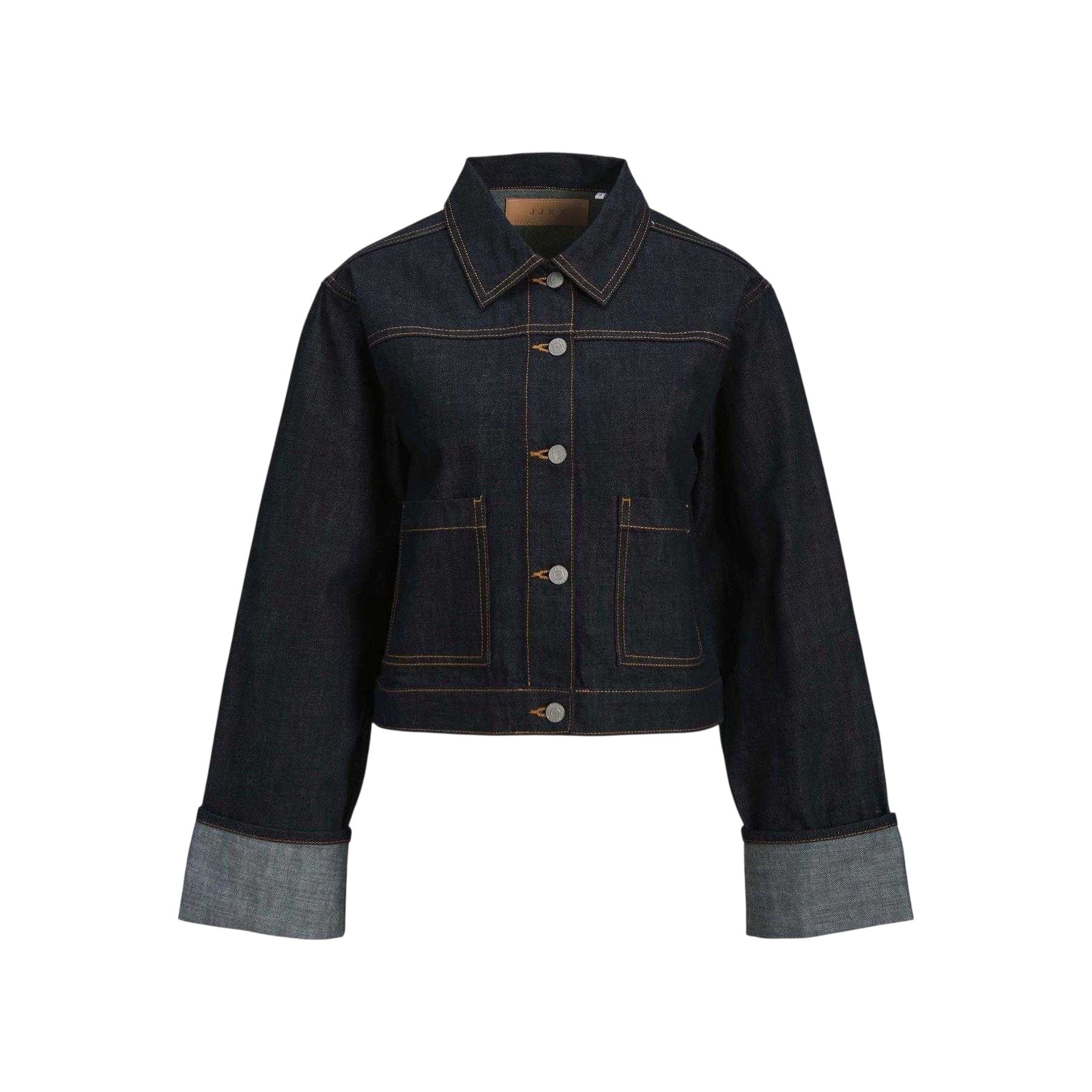 Dark Blue - Front - JJXX Womens-Ladies Fold Up Denim Jacket