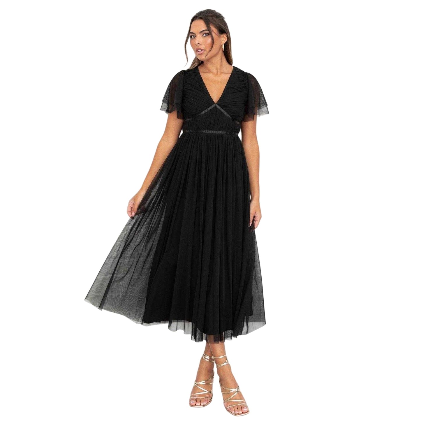 Black - Side - Anaya With Love Womens-Ladies Ribbon Midi Dress