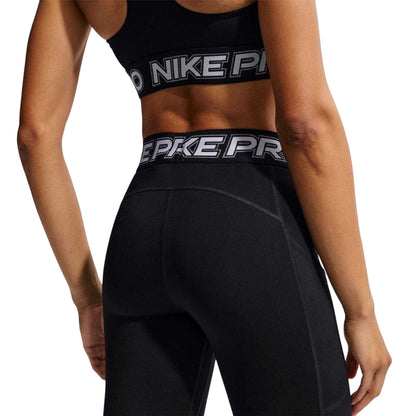 Black-White - Back - Nike Womens-Ladies Pro Side Pocket 7-8 Leggings