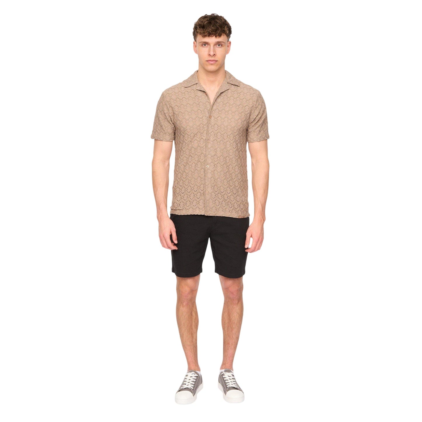 Black - Side - Duck and Cover Mens Everett Plain Chino Shorts