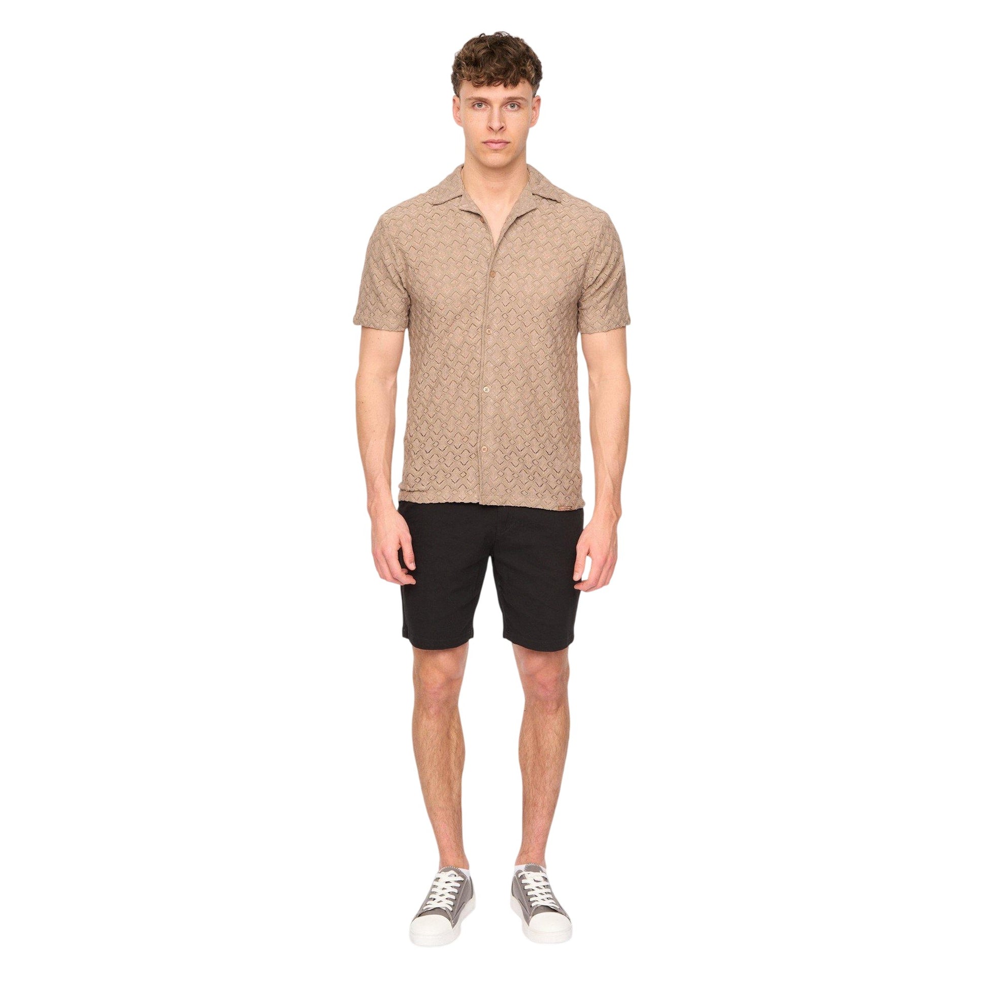 Black - Side - Duck and Cover Mens Everett Plain Chino Shorts
