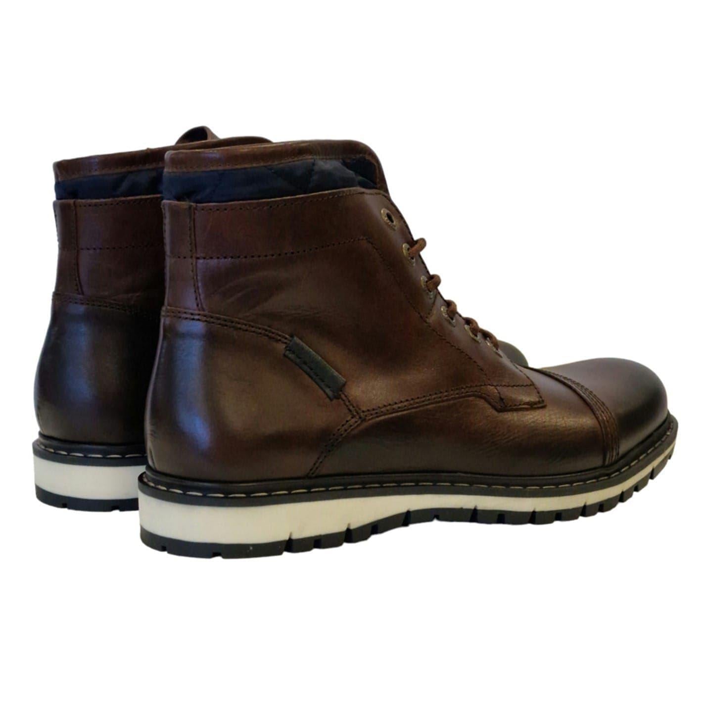 Brown - Back - Firetrap Mens Aubin Leather Ankle Boots