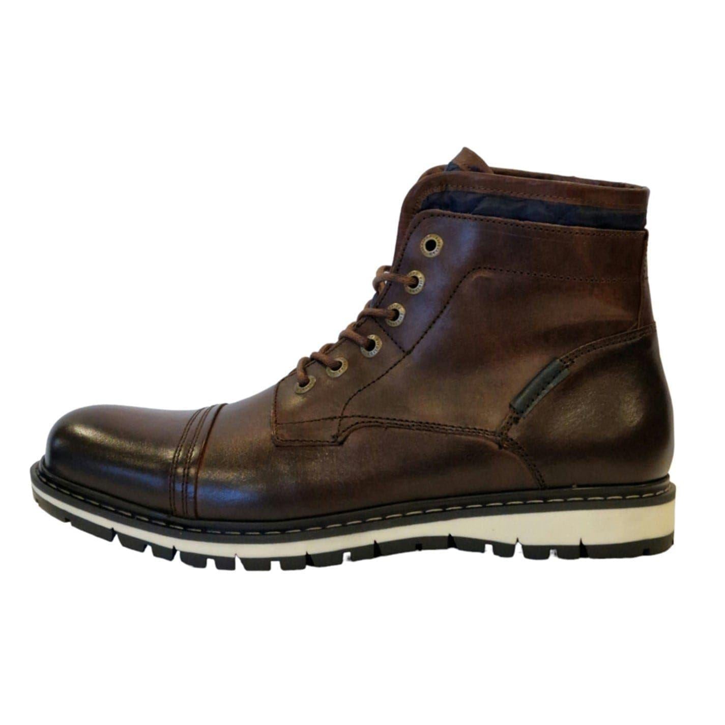 Brown - Side - Firetrap Mens Aubin Leather Ankle Boots