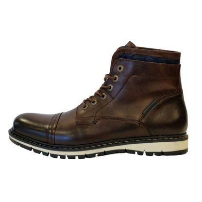 Brown - Side - Firetrap Mens Aubin Leather Ankle Boots