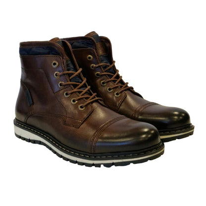 Brown - Pack Shot - Firetrap Mens Aubin Leather Ankle Boots