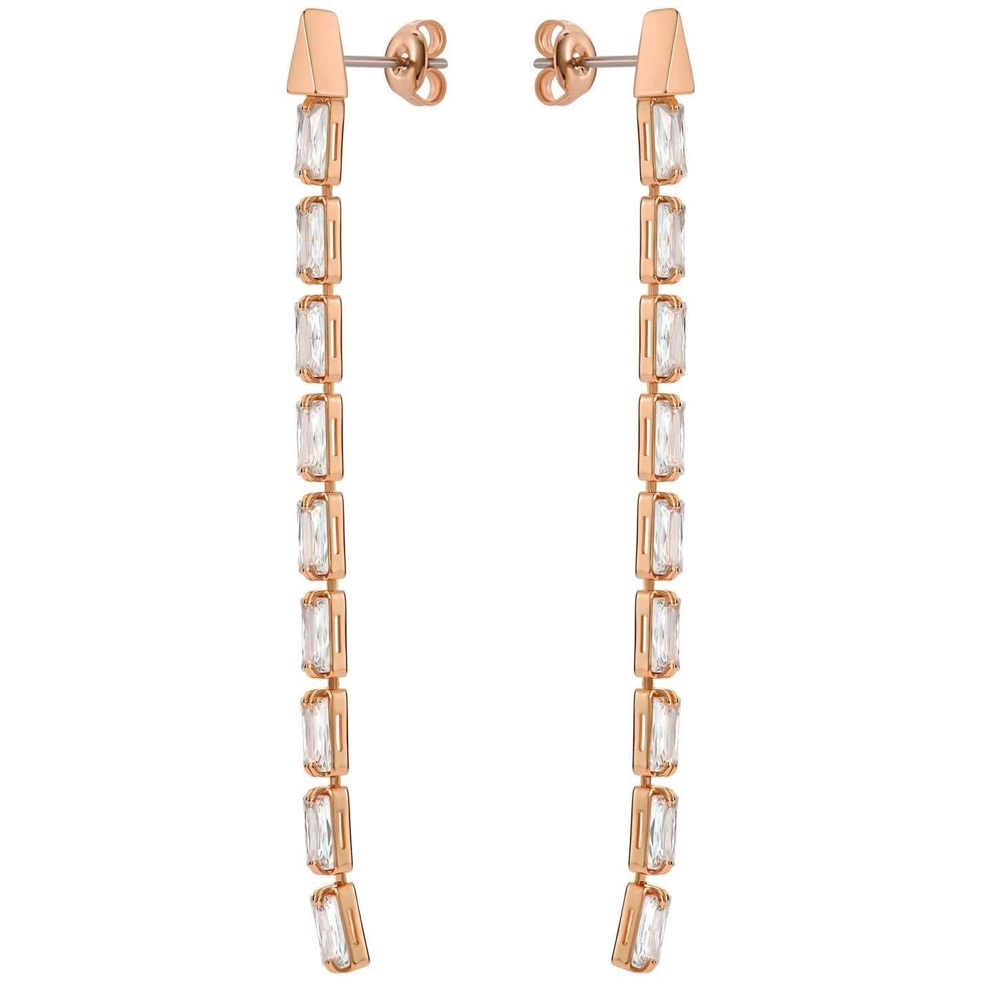 Rose Gold-Crystal - Back - Ted Baker Womens-Ladies Silver Plated Baguette Cut Earring