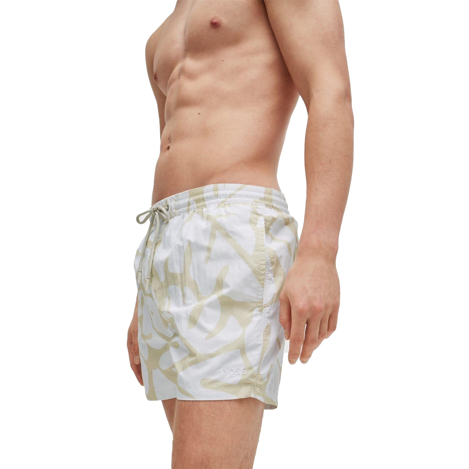 White - Side - Boss Mens Bari Quick Dry Swim Shorts