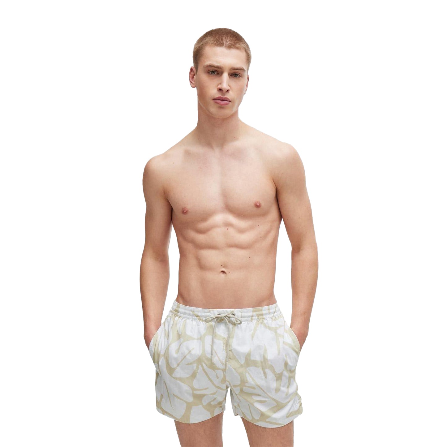 White - Front - Boss Mens Bari Quick Dry Swim Shorts