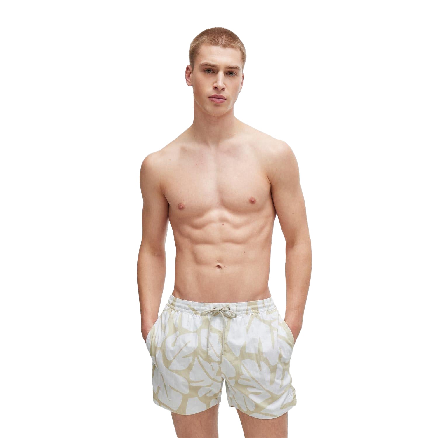 White - Front - Boss Mens Bari Quick Dry Swim Shorts