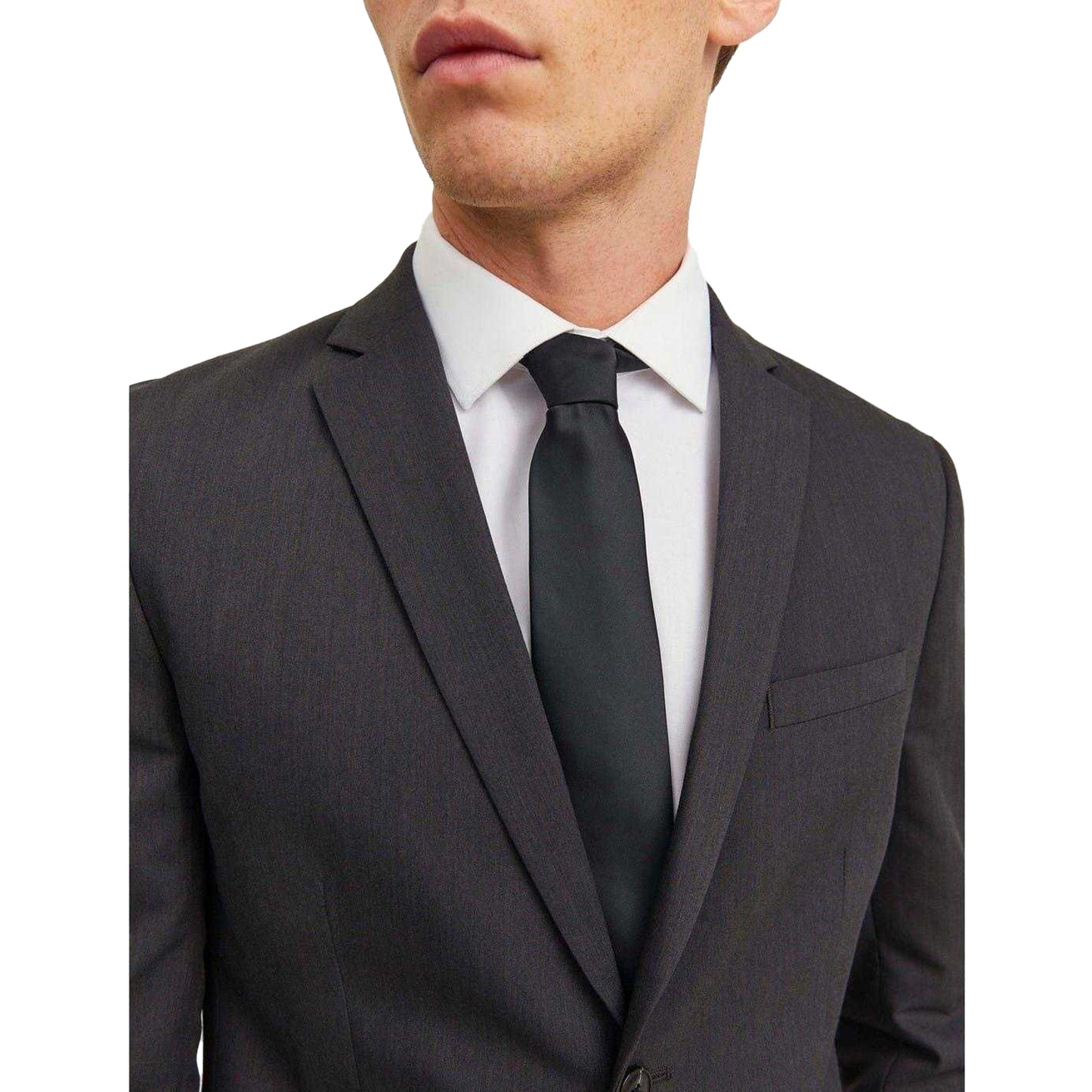 Black - Side - Jack And Jones Mens Plain Tie