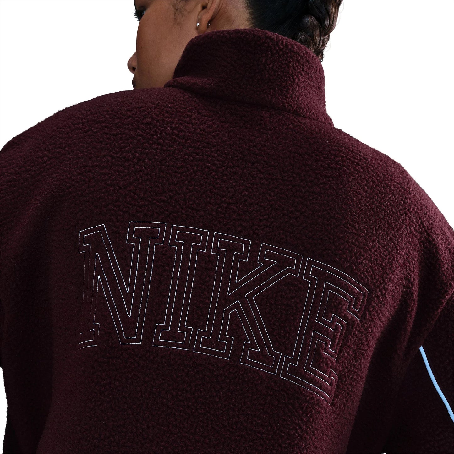 Burgundy - Side - Nike Womens-Ladies Sherpa Full Zip Jacket