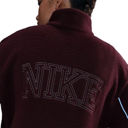 Burgundy - Side - Nike Womens-Ladies Sherpa Full Zip Jacket