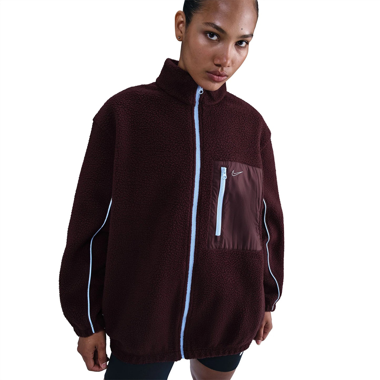 Burgundy - Pack Shot - Nike Womens-Ladies Sherpa Full Zip Jacket