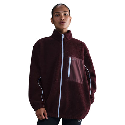 Burgundy - Front - Nike Womens-Ladies Sherpa Full Zip Jacket