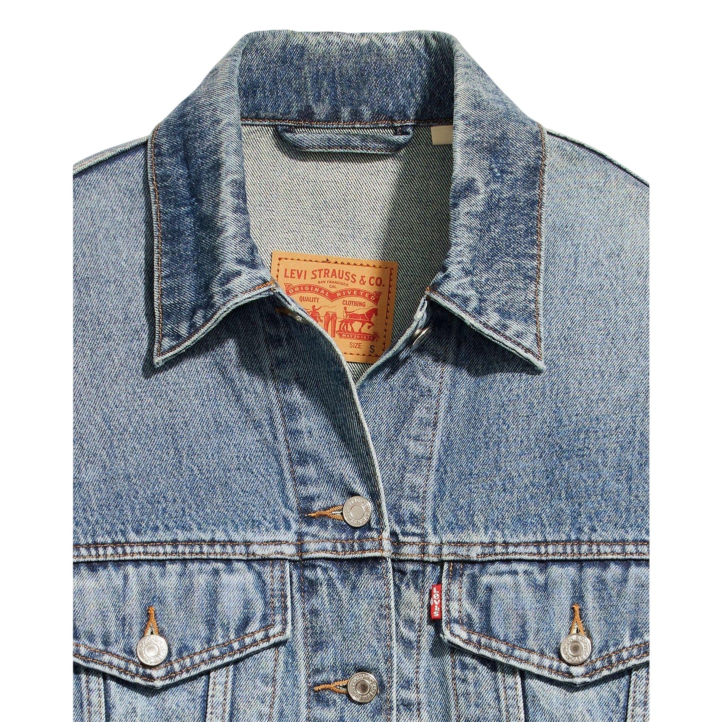 Light Blue - Side - Levis Womens-Ladies Chest Pocket Denim Jacket
