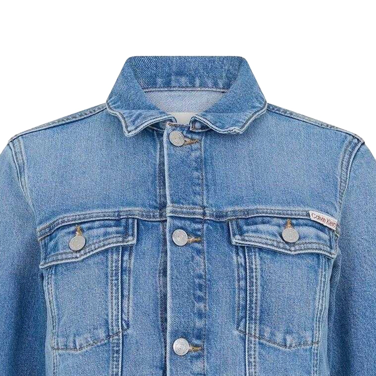 Blue - Side - Calvin Klein Childrens-Kids Woven Cuffed Trucker Jacket