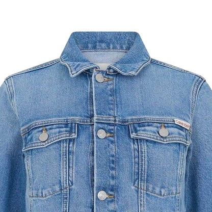 Blue - Side - Calvin Klein Childrens-Kids Woven Cuffed Trucker Jacket