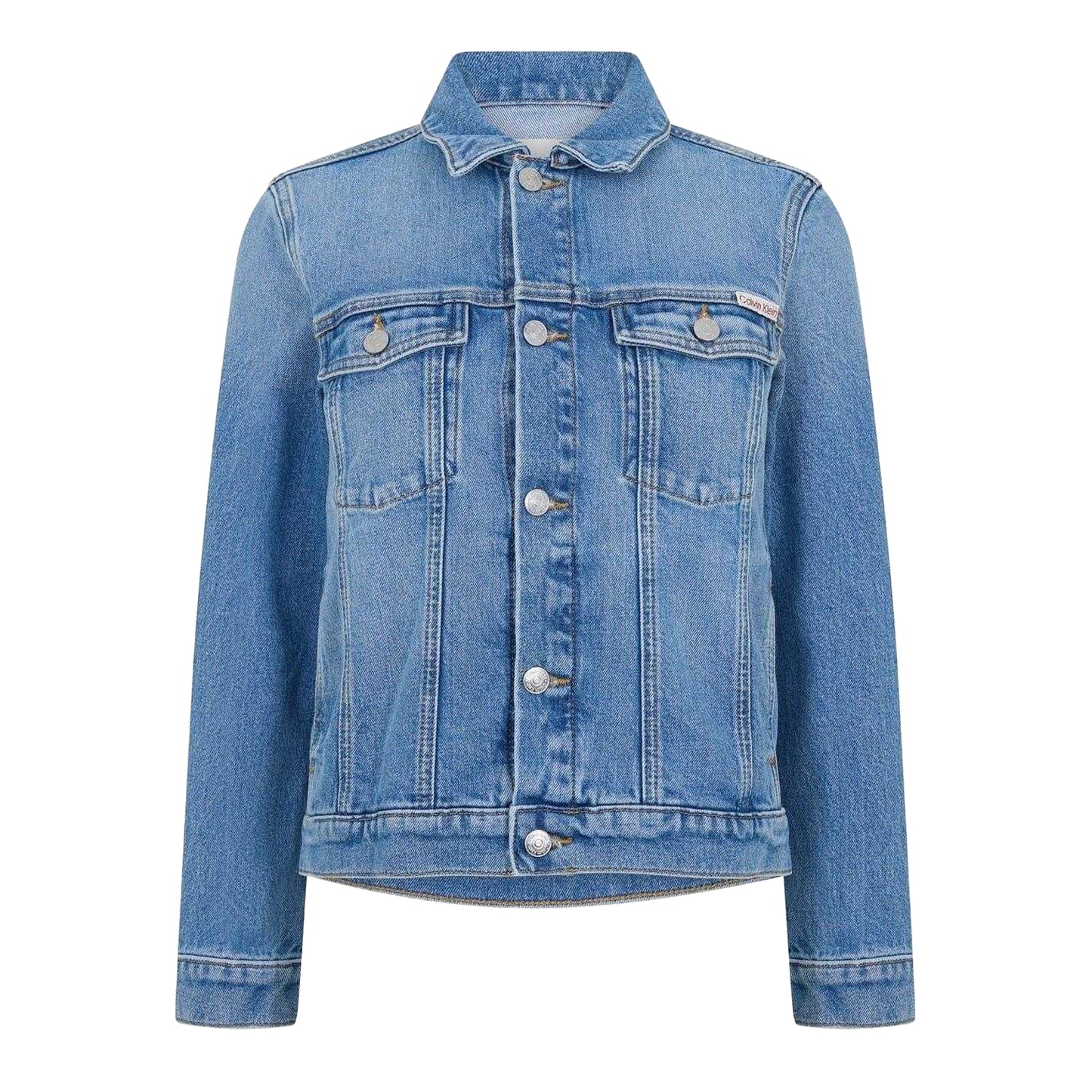 Blue - Front - Calvin Klein Childrens-Kids Woven Cuffed Trucker Jacket