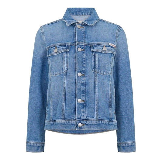 Blue - Front - Calvin Klein Childrens-Kids Woven Cuffed Trucker Jacket