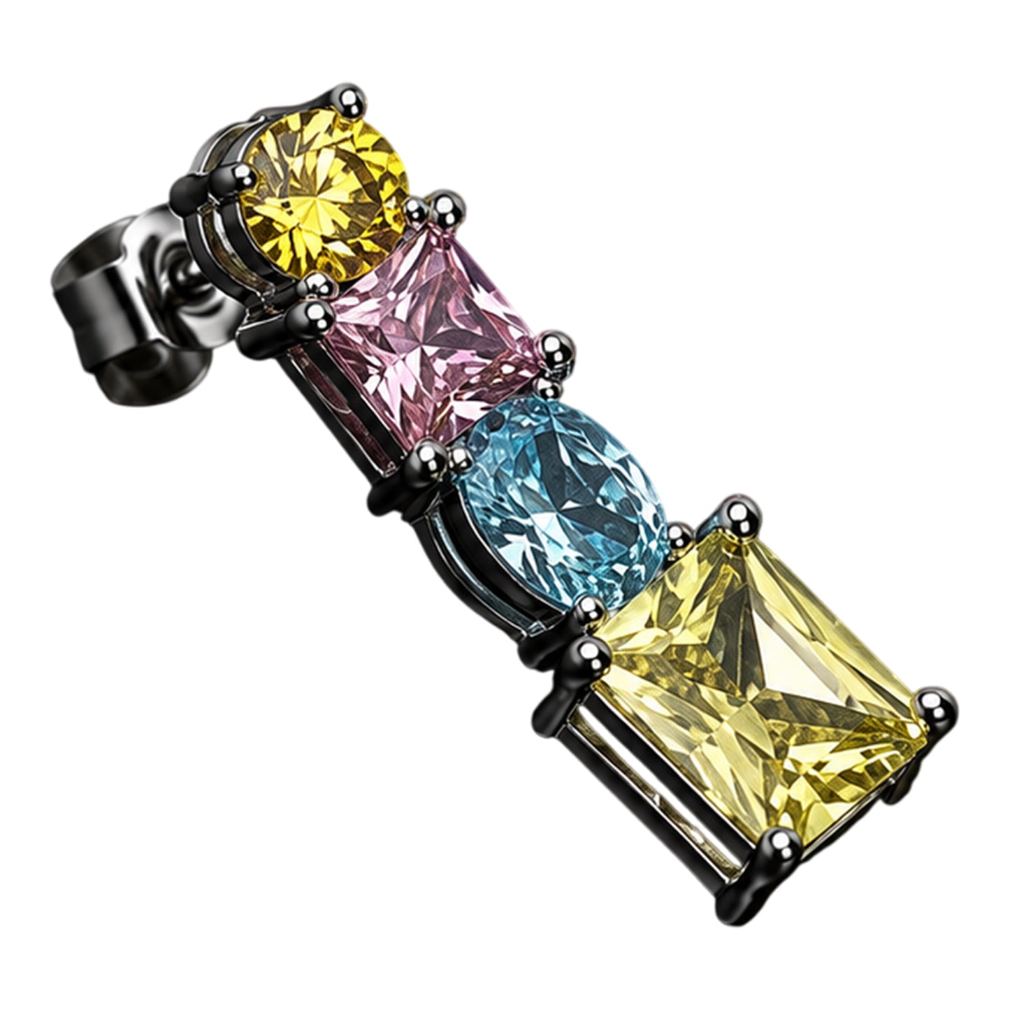 Multicoloured - Back - Chiara Ferragni Gunmetal Princess Teardrop Dangle Earrings