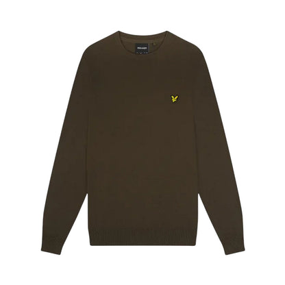 Olive - Front - Lyle & Scott Mens Cotton Merino Crew Neck Sweater Top