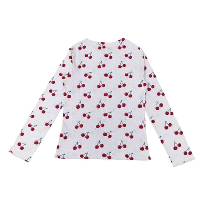Cherry - Side - Linea Womens-Ladies Cherry Long-Sleeved Pyjama Set