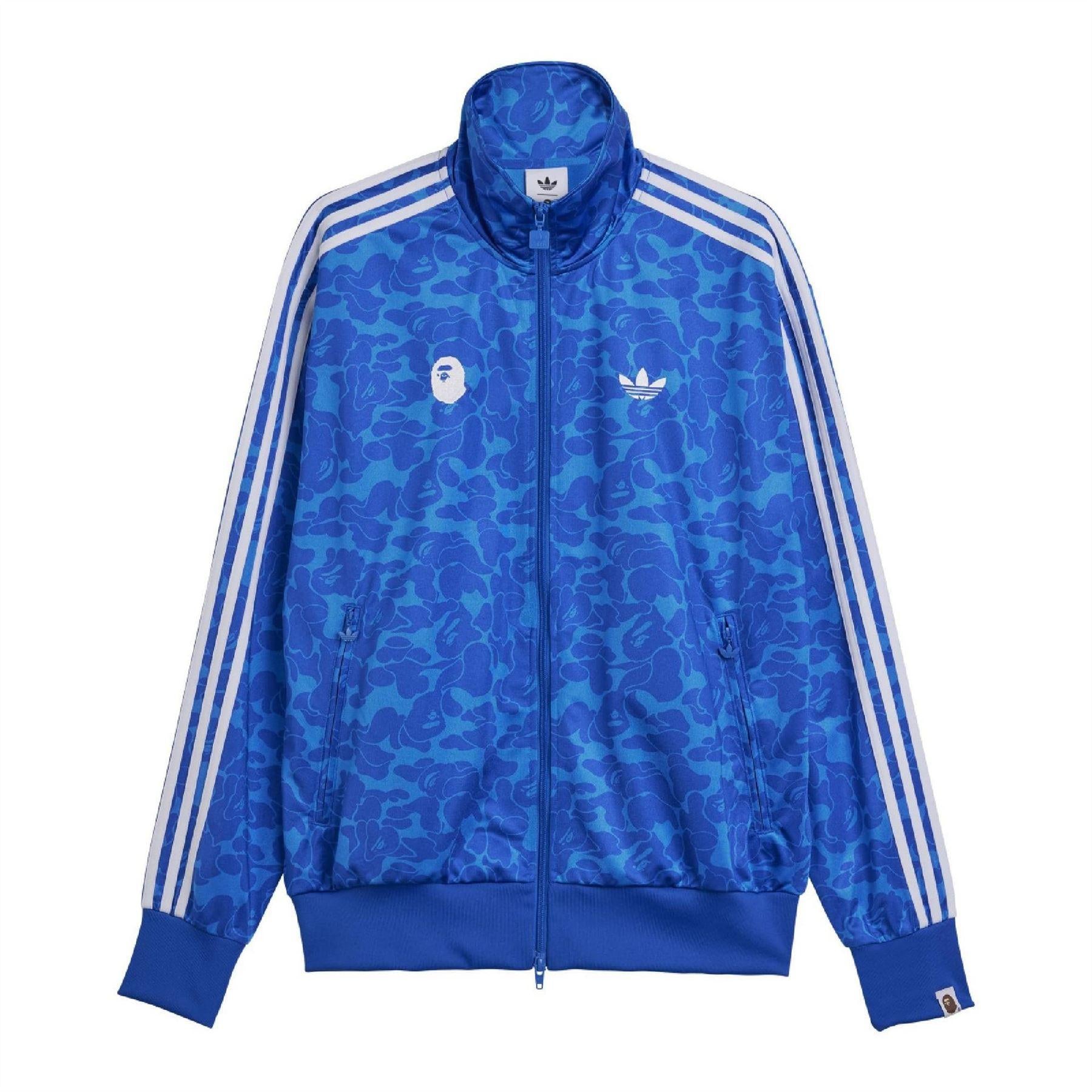 Blue Camo - Front - Adidas Mens Bape Firebird Camo Track Top