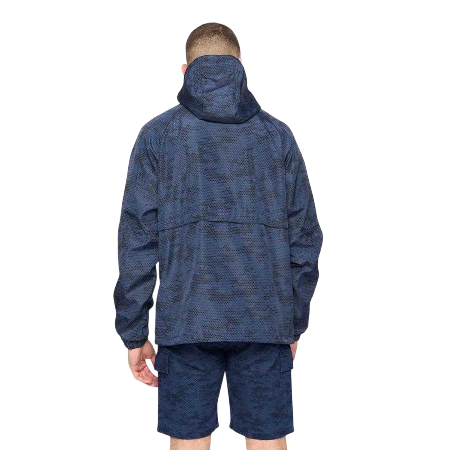 Blue - Back - Crosshatch Mens Janscore All-Over Print Lightweight Hooded Jacket
