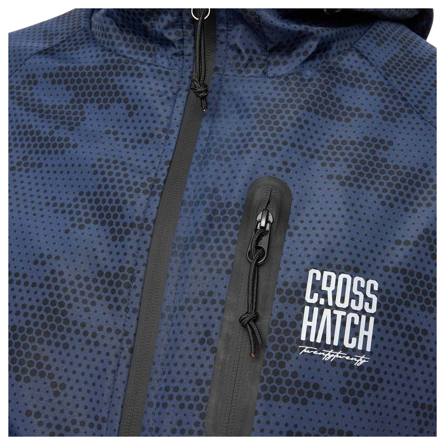 Blue - Side - Crosshatch Mens Janscore All-Over Print Lightweight Hooded Jacket