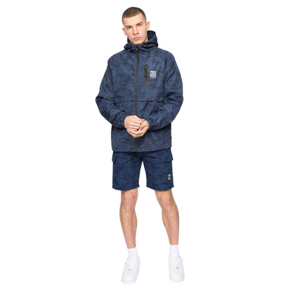 Blue - Lifestyle - Crosshatch Mens Janscore All-Over Print Lightweight Hooded Jacket