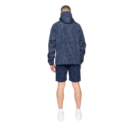 Blue - Pack Shot - Crosshatch Mens Janscore All-Over Print Lightweight Hooded Jacket