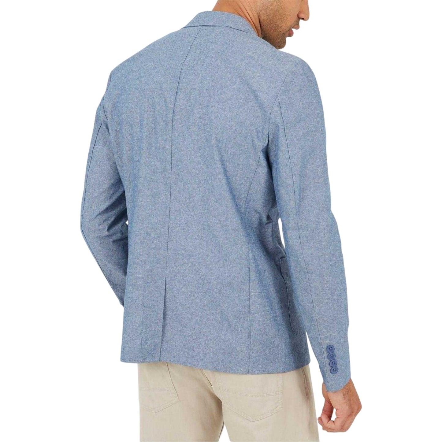 Chambray Blue - Back - Brave Soul Mens Two Button Blazer