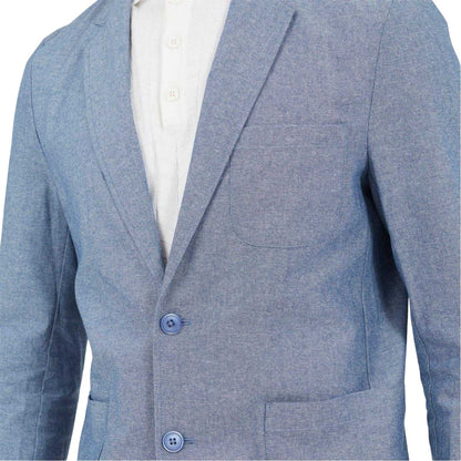 Chambray Blue - Side - Brave Soul Mens Two Button Blazer
