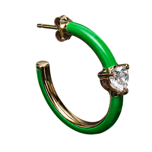 Green - Front - Chiara Ferragni Enamelled Heart Hoop Earrings