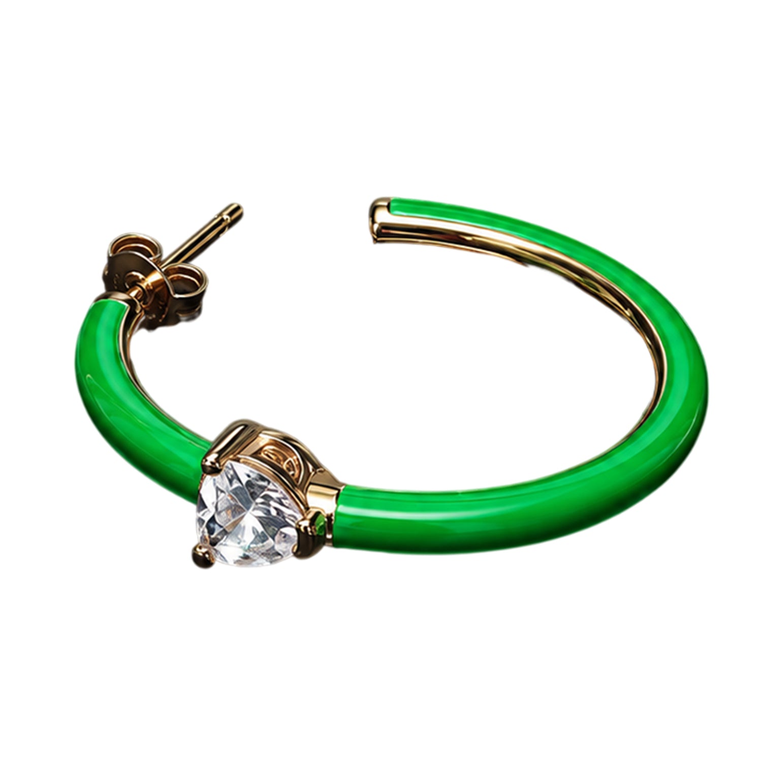 Green - Back - Chiara Ferragni Enamelled Heart Hoop Earrings