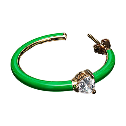 Green - Side - Chiara Ferragni Enamelled Heart Hoop Earrings
