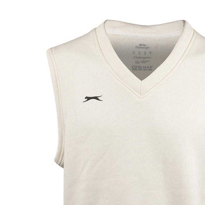 Cream - Side - Slazenger Mens Logo Sleeveless Sweater Vest
