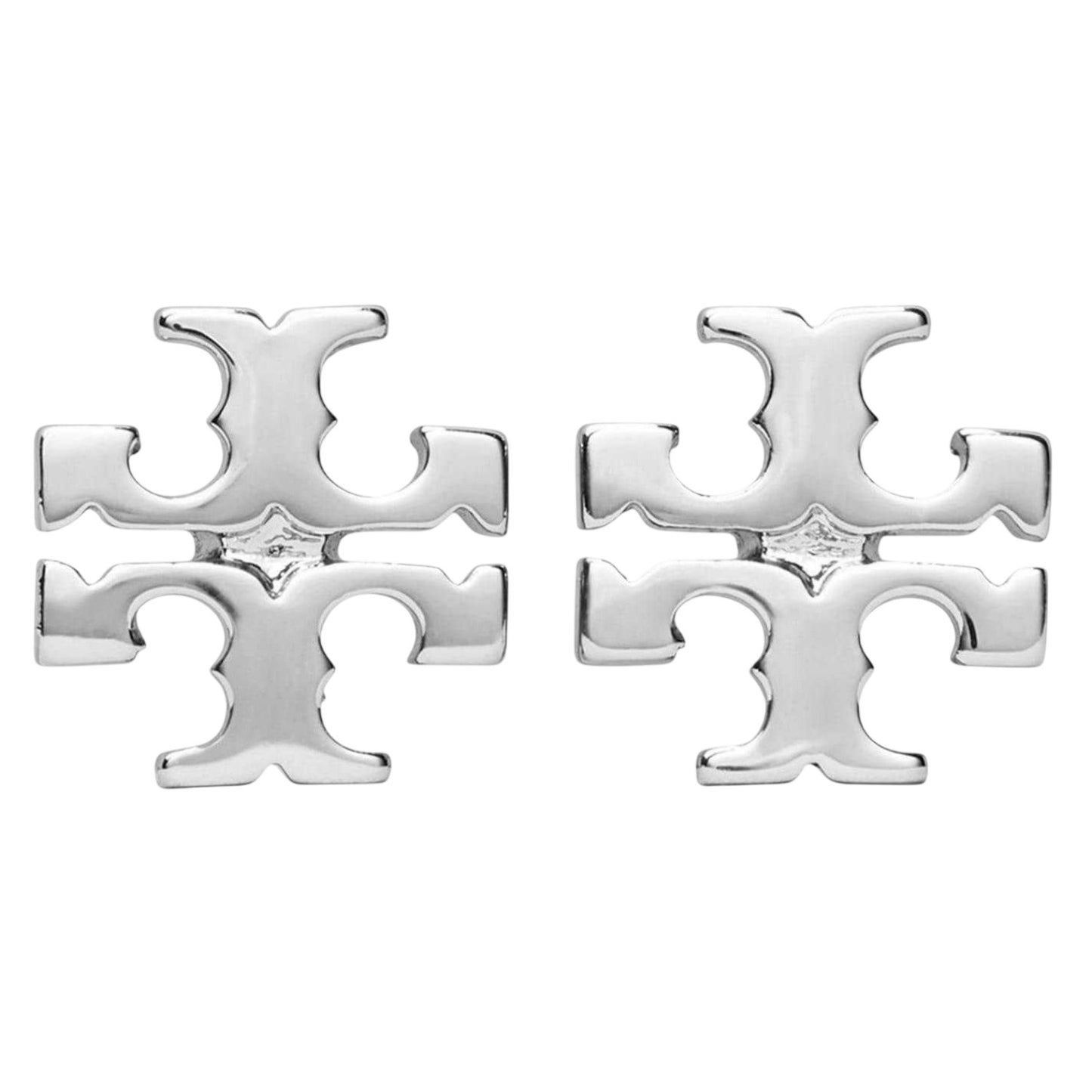 Silver - Front - Tory Burch Gold Plated Logo Stud Earrings