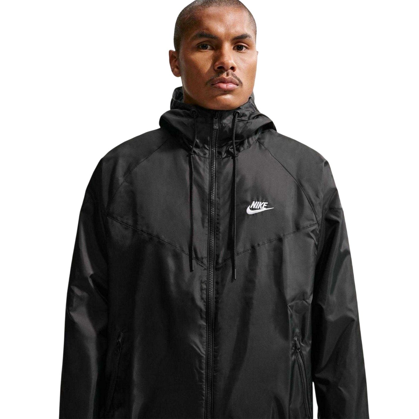 Black-White - Side - Nike Mens Windrunner Lightweight Hooded Jacket