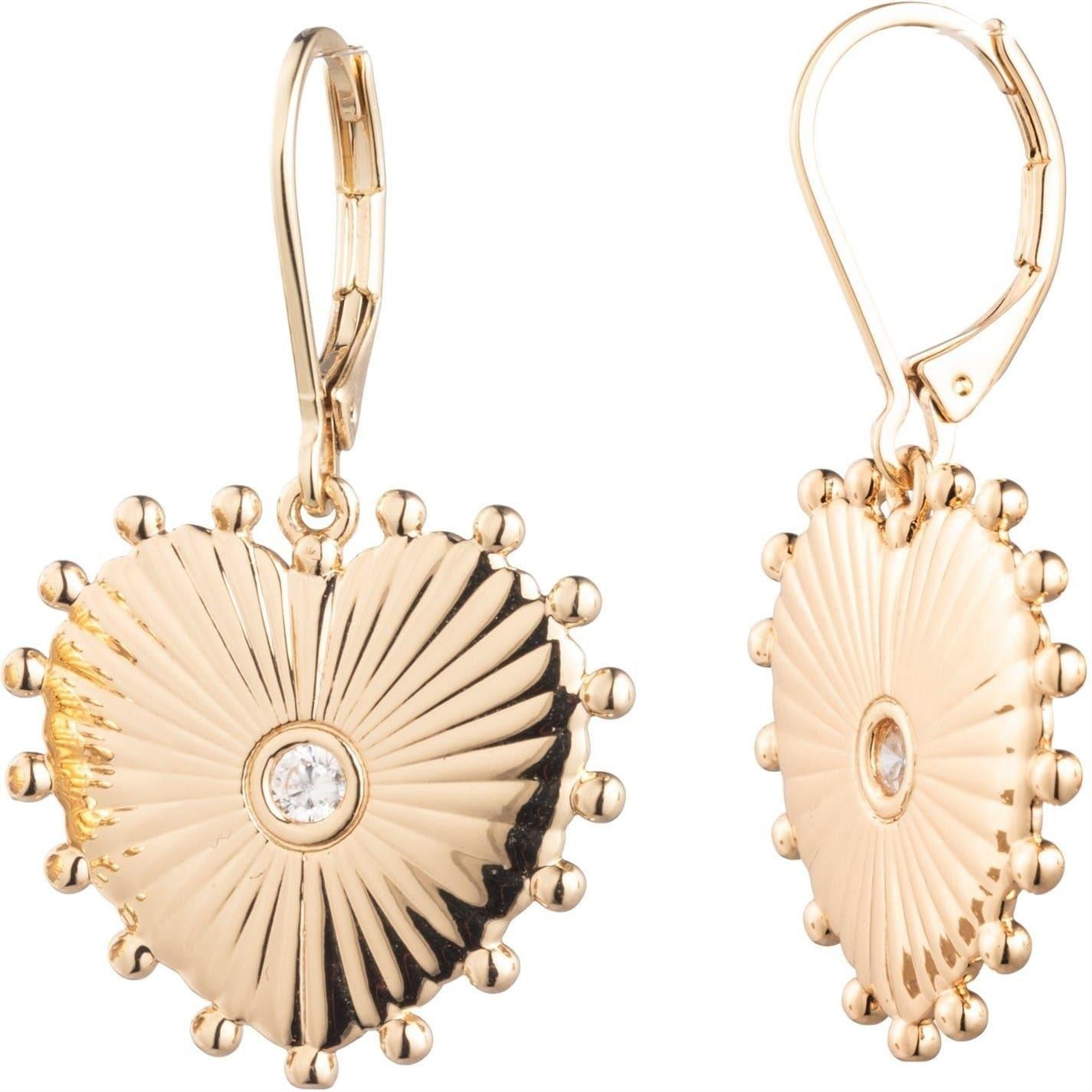 Gold - Side - Ralph Lauren Polished Crystal Heart Earrings