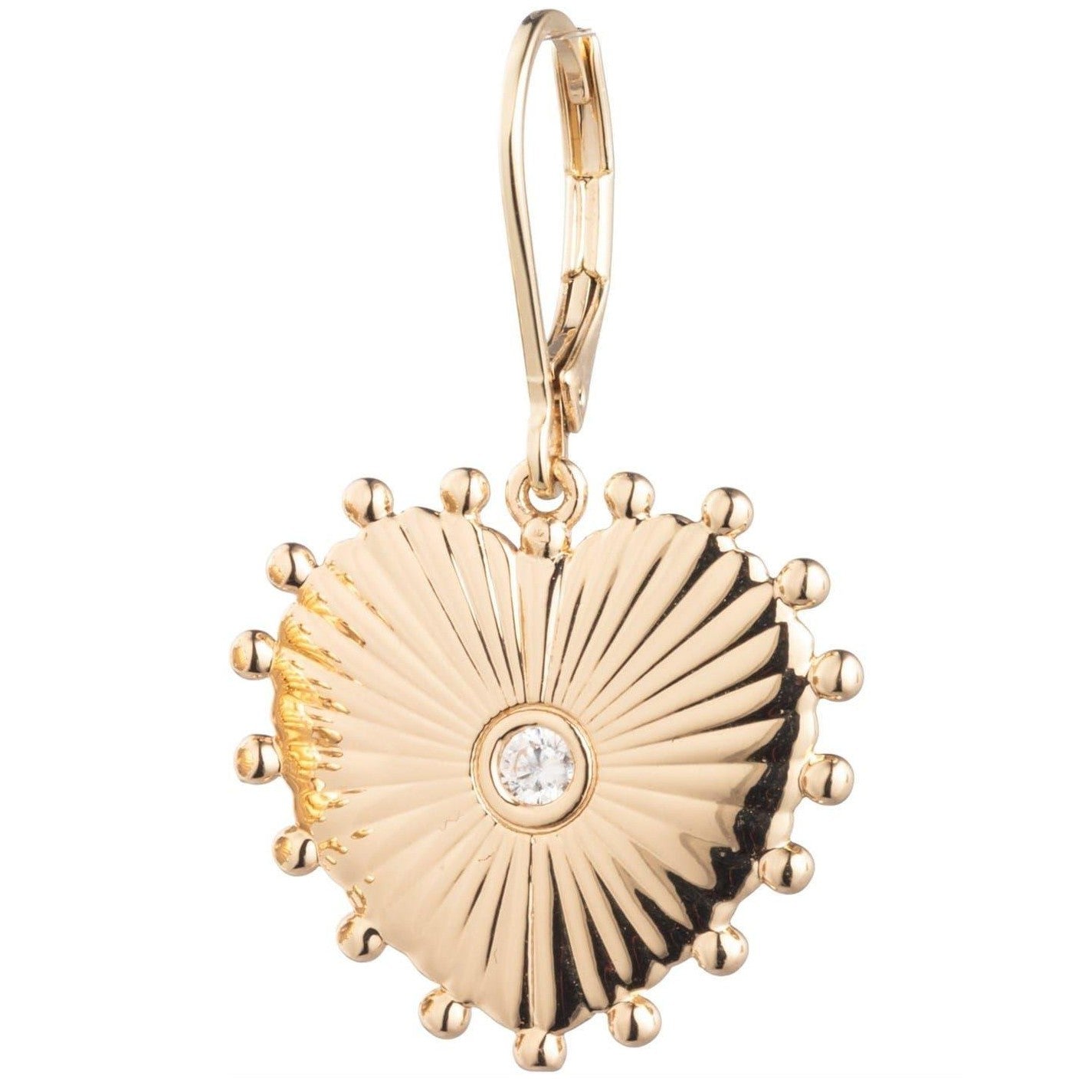 Gold - Front - Ralph Lauren Polished Crystal Heart Earrings
