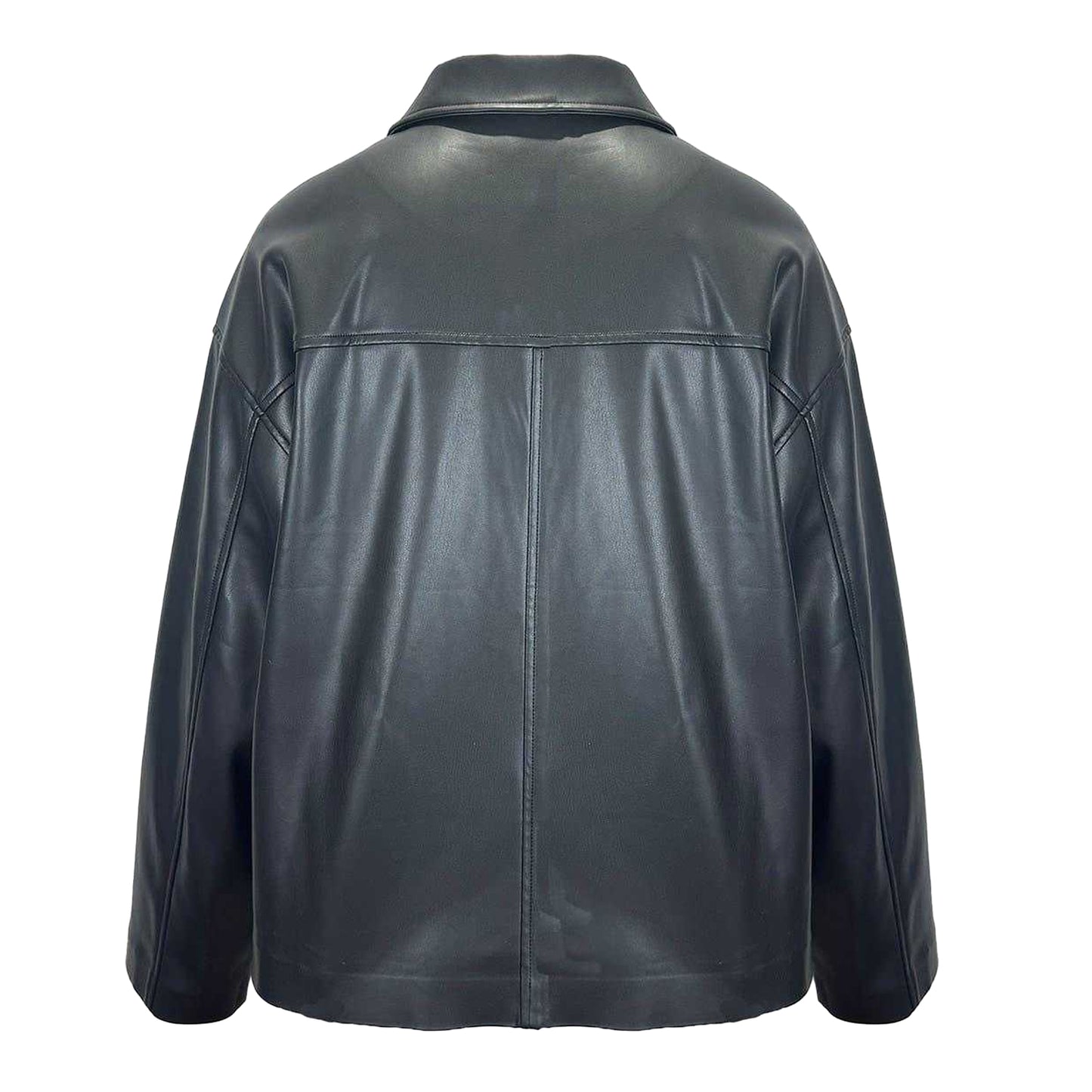 Black - Back - Jack Wills Womens-Ladies Faux Leather Bomber Jacket