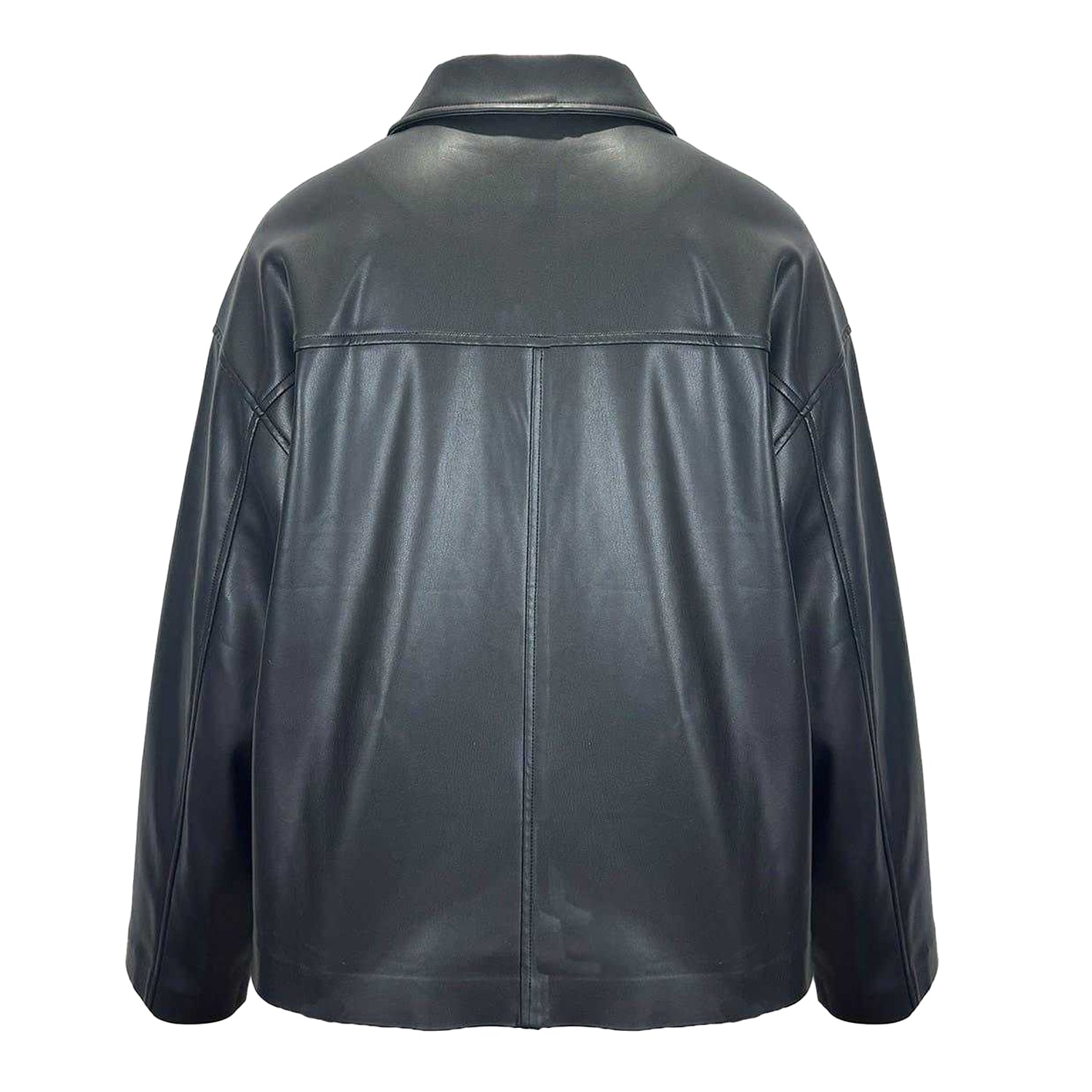 Black - Back - Jack Wills Womens-Ladies Faux Leather Bomber Jacket