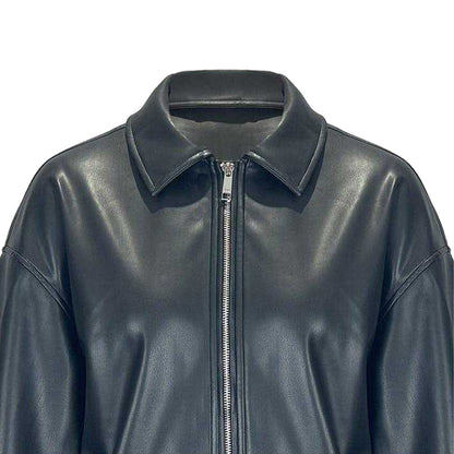 Black - Side - Jack Wills Womens-Ladies Faux Leather Bomber Jacket