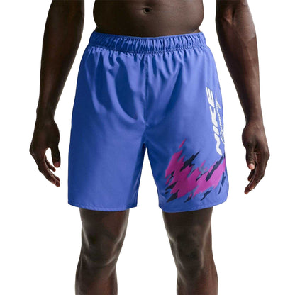 Blue - Front - Nike Mens Dri-FIT Graphic Print Running Shorts