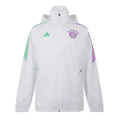 White - Front - Adidas Mens FC Bayern Munich Waterproof Jacket